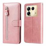 For Infinix Note 40 5G Fashion Calf Texture Zipper Leather Phone Case(Rose Gold)