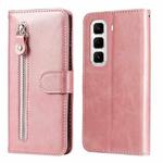 For Infinix Hot 50 Pro+ 4G Fashion Calf Texture Zipper Leather Phone Case(Rose Gold)