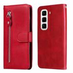 For Infinix Hot 50 Pro+ 4G Fashion Calf Texture Zipper Leather Phone Case(Red)