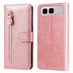 For Infinix Smart 10 Plus 4G Fashion Calf Texture Zipper Leather Phone Case(Rose Gold)