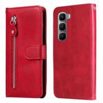 For Infinix Hot 60 Pro 4G Fashion Calf Texture Zipper Leather Phone Case(Red)