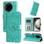 For Tecno Camon 30 4G / 5G Embossed Sunflower Leather Phone Case(Green)