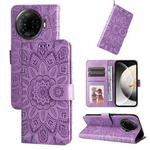 For Tecno Camon 30 Pro Embossed Sunflower Leather Phone Case(Purple)