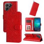 For Tecno Pova 7 5G Embossed Sunflower Leather Phone Case(Red)