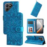For Tecno Pova 7 5G Embossed Sunflower Leather Phone Case(Blue)