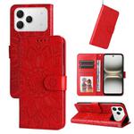 For Tecno Spark 40 4G Embossed Sunflower Leather Phone Case(Red)
