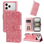 For Tecno Spark 40 4G Embossed Sunflower Leather Phone Case(Pink)