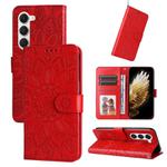 For Tecno Spark 40 Pro 4G Embossed Sunflower Leather Phone Case(Red)