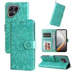 For Tecno Pova 7 5G Embossed Sunflower Leather Phone Case(Green)