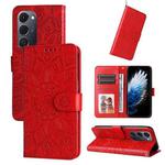For Tecno Spark 40 Pro+ 4G Embossed Sunflower Leather Phone Case(Red)