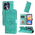 For Infinix Hot 40i Embossed Sunflower Leather Phone Case(Green)