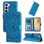 For Infinix Hot 50 4G Embossed Sunflower Leather Phone Case(Blue)