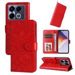 For Infinix Note 40 4G Embossed Sunflower Leather Phone Case(Red)