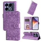 For Infinix Note 40 4G Embossed Sunflower Leather Phone Case(Purple)