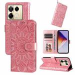 For Infinix Note 40 Pro 4G / 5G / Note 40 Pro+ Embossed Sunflower Leather Phone Case(Pink)