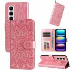 For Infinix Hot 50 Pro+ 4G Embossed Sunflower Leather Phone Case(Pink)