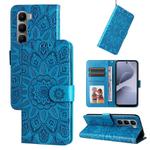 For Infinix Hot 60 4G / Hot 60i 4G Embossed Sunflower Leather Phone Case(Blue)