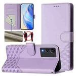 For Cubot A10 Honeycomb Embossing RFID Leather Phone Case(Light Purple)