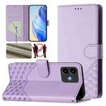 For Cubot Note 40 Honeycomb Embossing RFID Leather Phone Case(Light Purple)