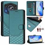 For Cubot A30 Honeycomb Embossing RFID Leather Phone Case(Peacock Green)