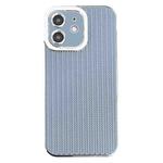 For iPhone 11 Electroplated Silver Edge Grain Texture TPU Phone Case(Blue)