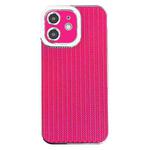 For iPhone 11 Electroplated Silver Edge Grain Texture TPU Phone Case(Rose Red)