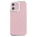 For iPhone 11 Electroplated Silver Edge Grain Texture TPU Phone Case(Pink)
