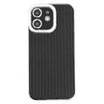 For iPhone 11 Electroplated Silver Edge Grain Texture TPU Phone Case(Black)