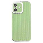 For iPhone 11 Electroplated Silver Edge Grain Texture TPU Phone Case(Green)