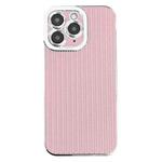 For iPhone 11 Pro Electroplated Silver Edge Grain Texture TPU Phone Case(Pink)