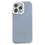 For iPhone 11 Pro Max Electroplated Silver Edge Grain Texture TPU Phone Case(Blue)