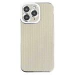 For iPhone 11 Pro Max Electroplated Silver Edge Grain Texture TPU Phone Case(Beige)