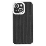 For iPhone 13 Electroplated Silver Edge Grain Texture TPU Phone Case(Black)