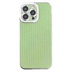 For iPhone 13 Pro Max Electroplated Silver Edge Grain Texture TPU Phone Case(Green)