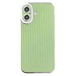 For iPhone 16 Electroplated Silver Edge Grain Texture TPU Phone Case(Green)