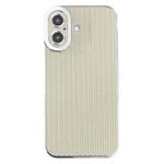 For iPhone 16 Plus Electroplated Silver Edge Grain Texture TPU Phone Case(Beige)