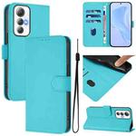 For Cubot Max 5 Skin Feel Solid Color Leather Phone Case with Lanyard(Lake Blue)