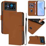 For Cubot A20 Skin Feel Solid Color Leather Phone Case with Lanyard(Brown)