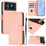 For Cubot A20 Skin Feel Solid Color Leather Phone Case with Lanyard(Pink)