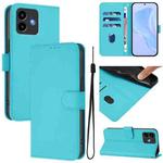 For Cubot Note 40 Skin Feel Solid Color Leather Phone Case with Lanyard(Lake Blue)