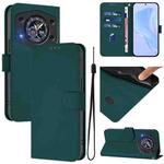 For Cubot A30 Skin Feel Solid Color Leather Phone Case with Lanyard(Dark Green)