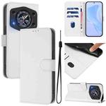 For Cubot A30 Skin Feel Solid Color Leather Phone Case with Lanyard(White)