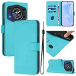 For Cubot A30 Skin Feel Solid Color Leather Phone Case with Lanyard(Lake Blue)