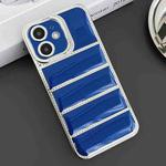For iPhone 11 Electroplated Silver Edge Eiderdown TPU Phone Case(Blue)