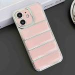 For iPhone 11 Electroplated Silver Edge Eiderdown TPU Phone Case(Pink)