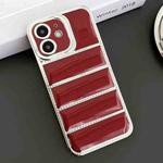 For iPhone 11 Electroplated Silver Edge Eiderdown TPU Phone Case(Red)
