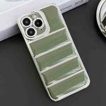 For iPhone 11 Pro Electroplated Silver Edge Eiderdown TPU Phone Case(Green)
