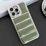 For iPhone 11 Pro Max Electroplated Silver Edge Eiderdown TPU Phone Case(Green)