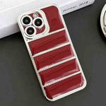 For iPhone 11 Pro Max Electroplated Silver Edge Eiderdown TPU Phone Case(Red)