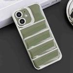 For iPhone 12 Electroplated Silver Edge Eiderdown TPU Phone Case(Green)